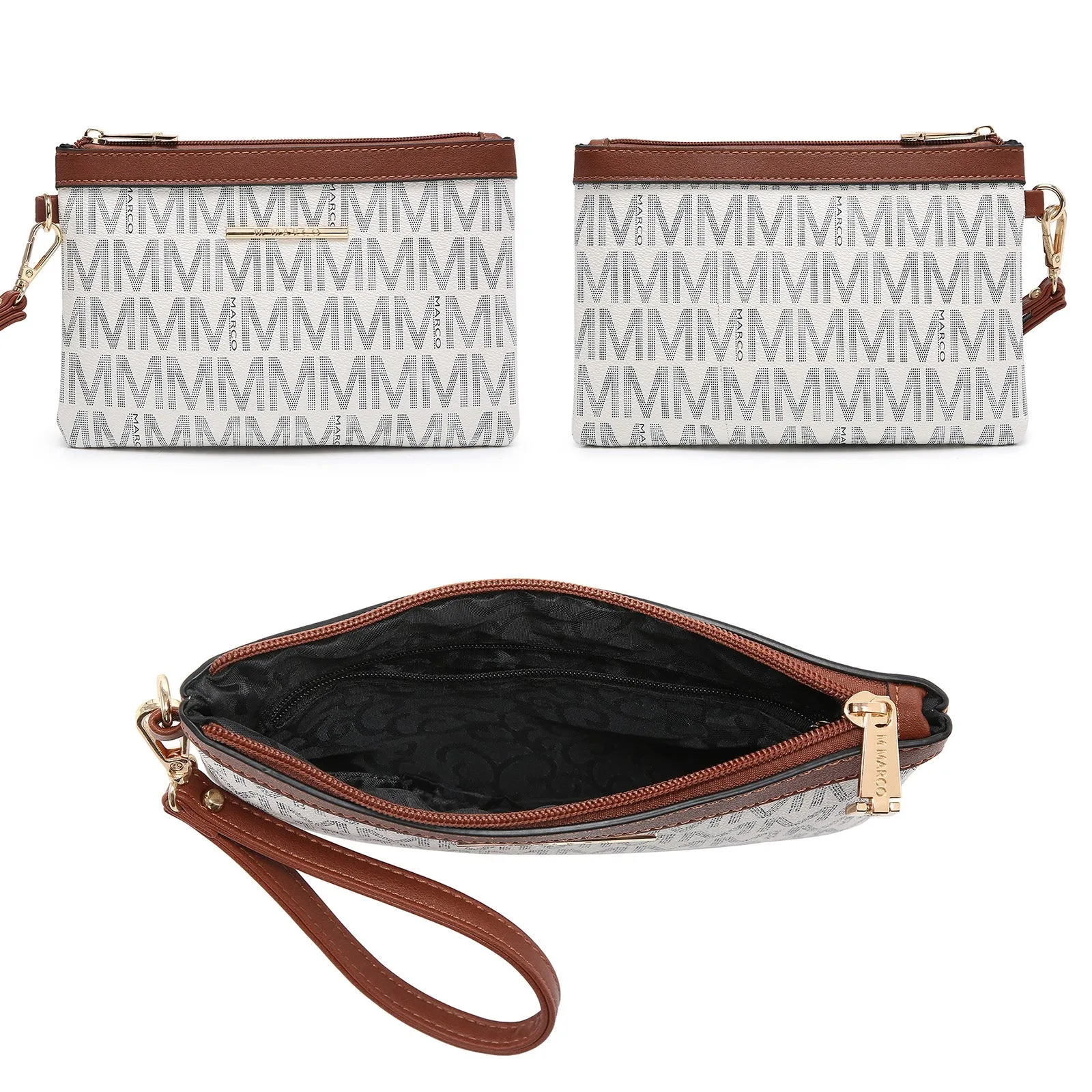 Women Fashion Double Zipper Medium Backpack Purse PU Leather 2Pcs