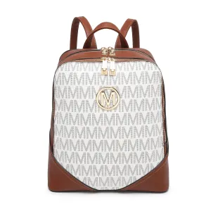 Women Fashion Double Zipper Medium Backpack Purse PU Leather 2Pcs