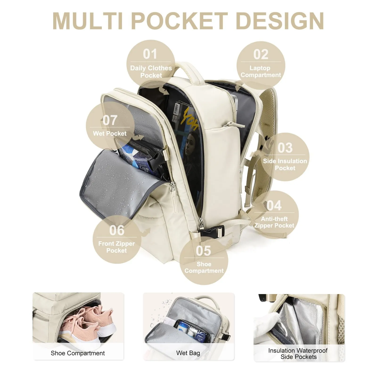 Women Large Travel Backpack Waterproof Hiking Rucksack(FREE SHIPPING)