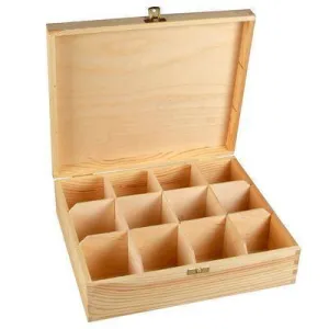 Wooden 12 Compartments Tea Bags Storage Treasure Box To Decorate