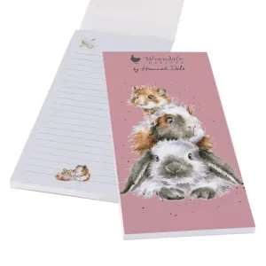 Wrendale 'Piggy in the Middle' Guinea Pig and Rabbit Magnetic Shopping Listpad